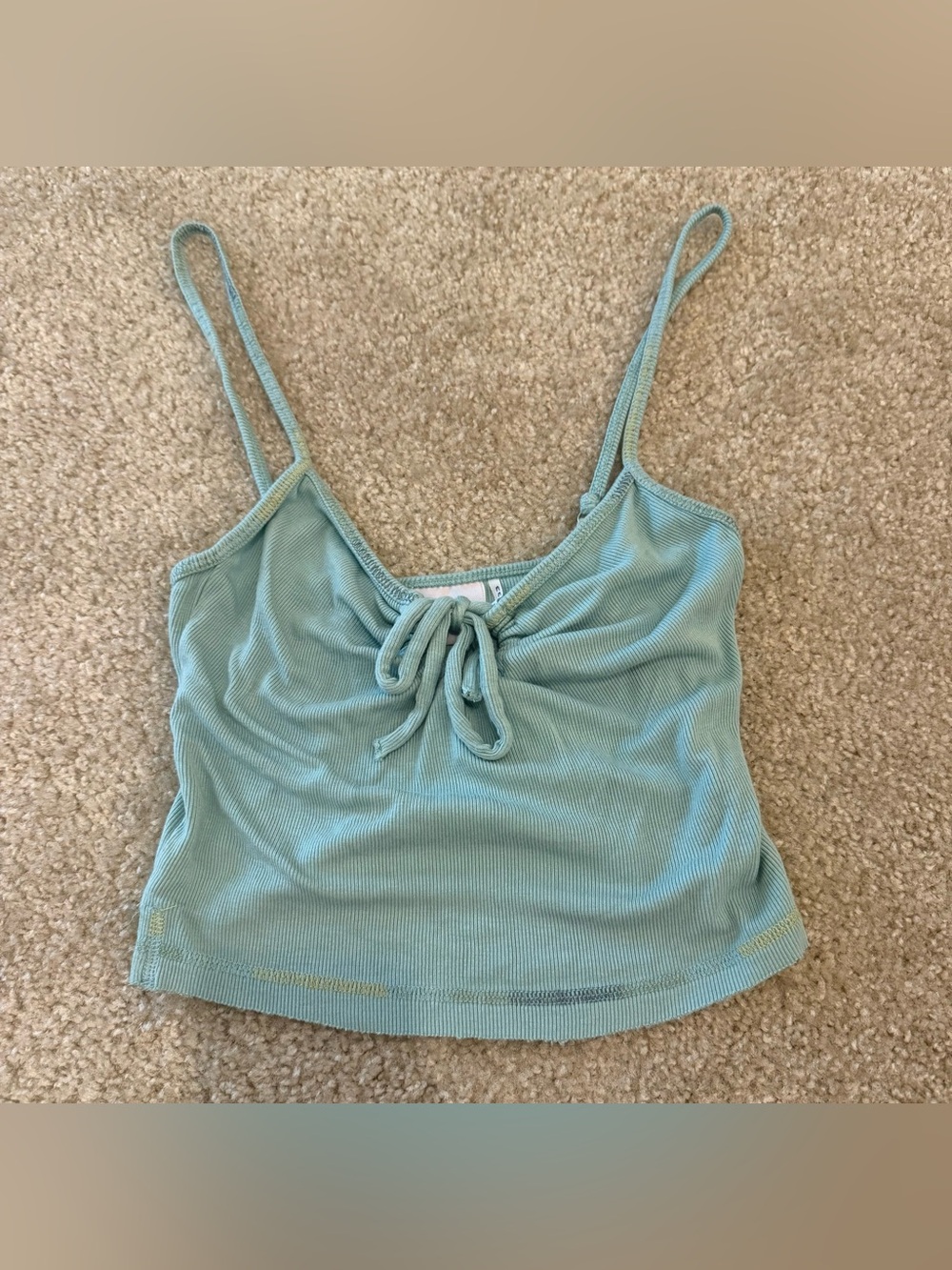 Out from under mint green comfy crop top